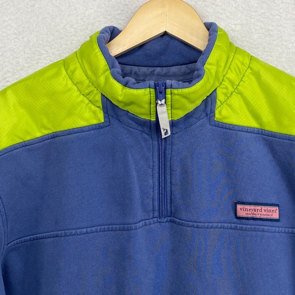 VINEYARD VINES Sweatshirt Mens XL Ripstop Contrast Shep Shirt 1/4 Zip Blue Green - Picture 4 of 14